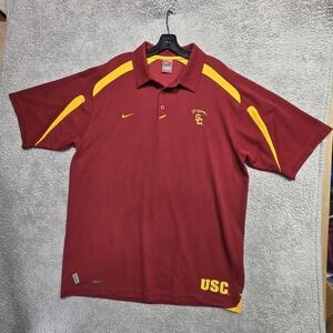 Nike USC Trojans Polo Shirt Sz XL Dri-Fit Football Coaches Sideline Cardinal Red